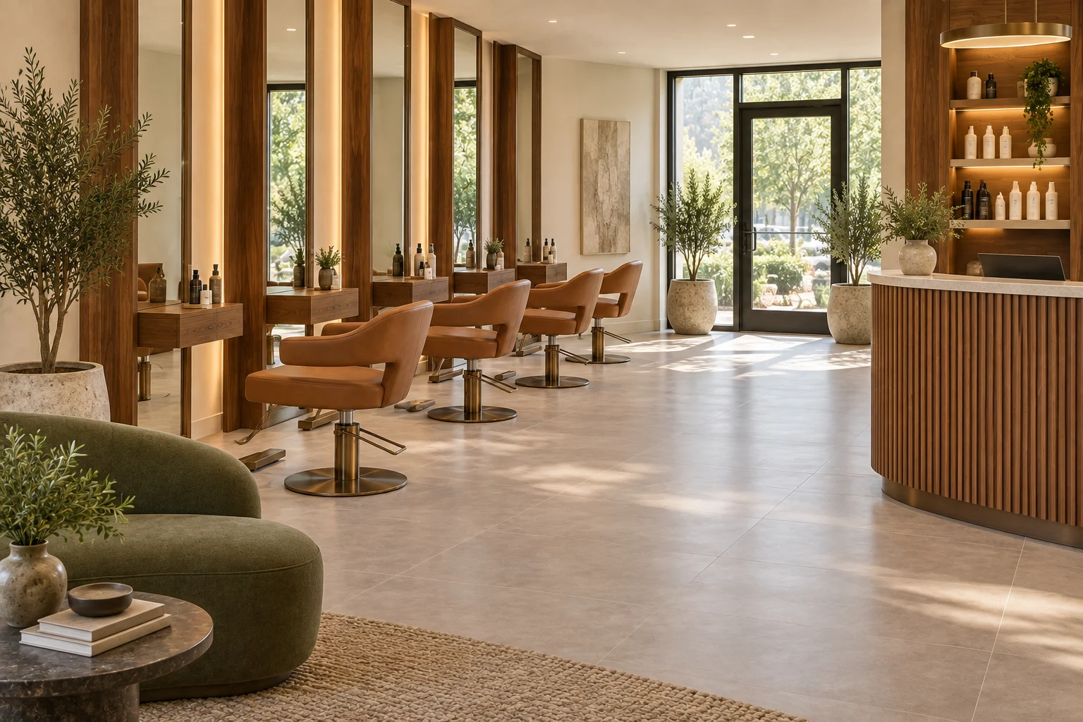 Alternative view of a walnut and cognac boutique salon
