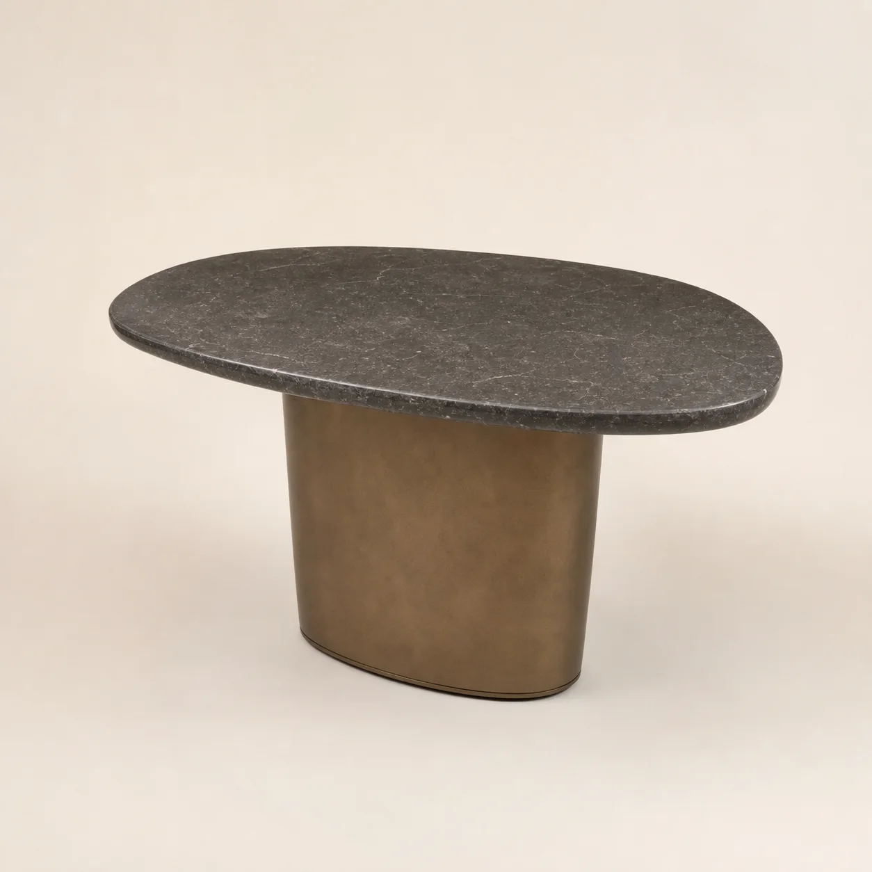 Arco Cocktail Table studio concept visual in dark stone, bronze base