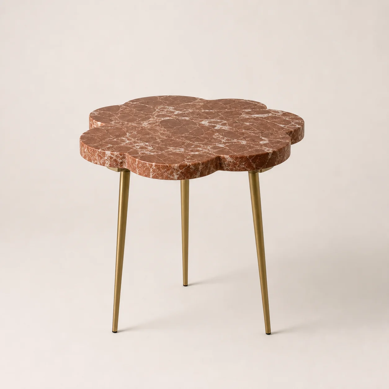 Celeste Marble Side Table studio concept visual in rosso-toned stone, burnished brass