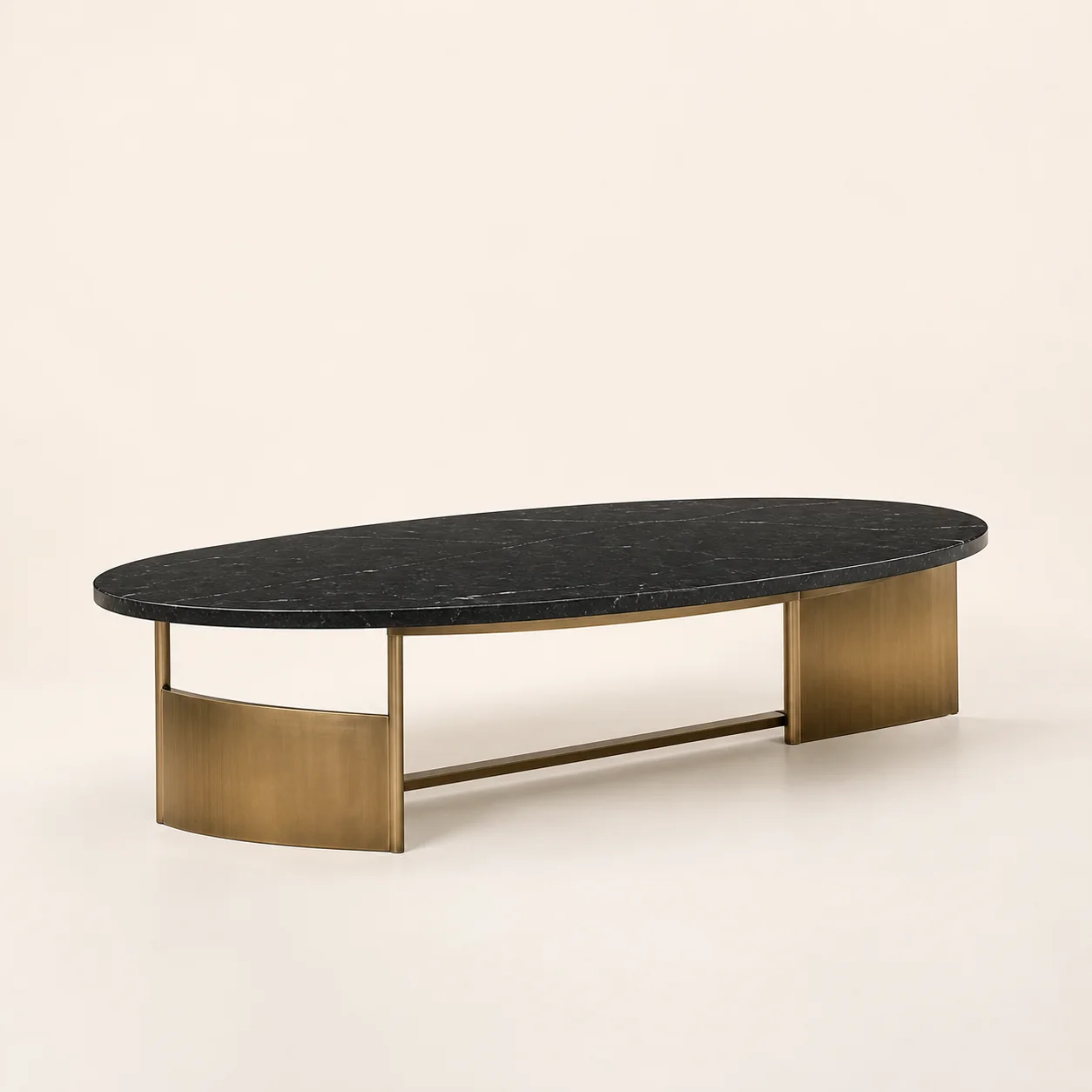 Onyx Coffee Table studio concept visual in black stone, satin brass