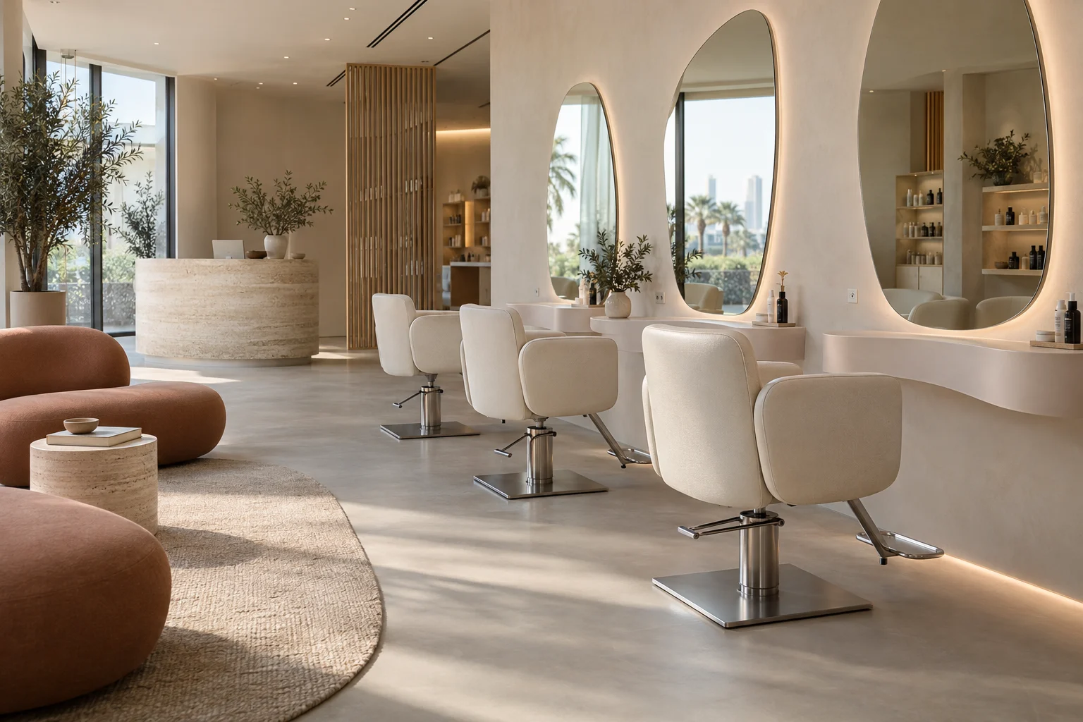 Sculptural Beauty Salon furniture concept interior