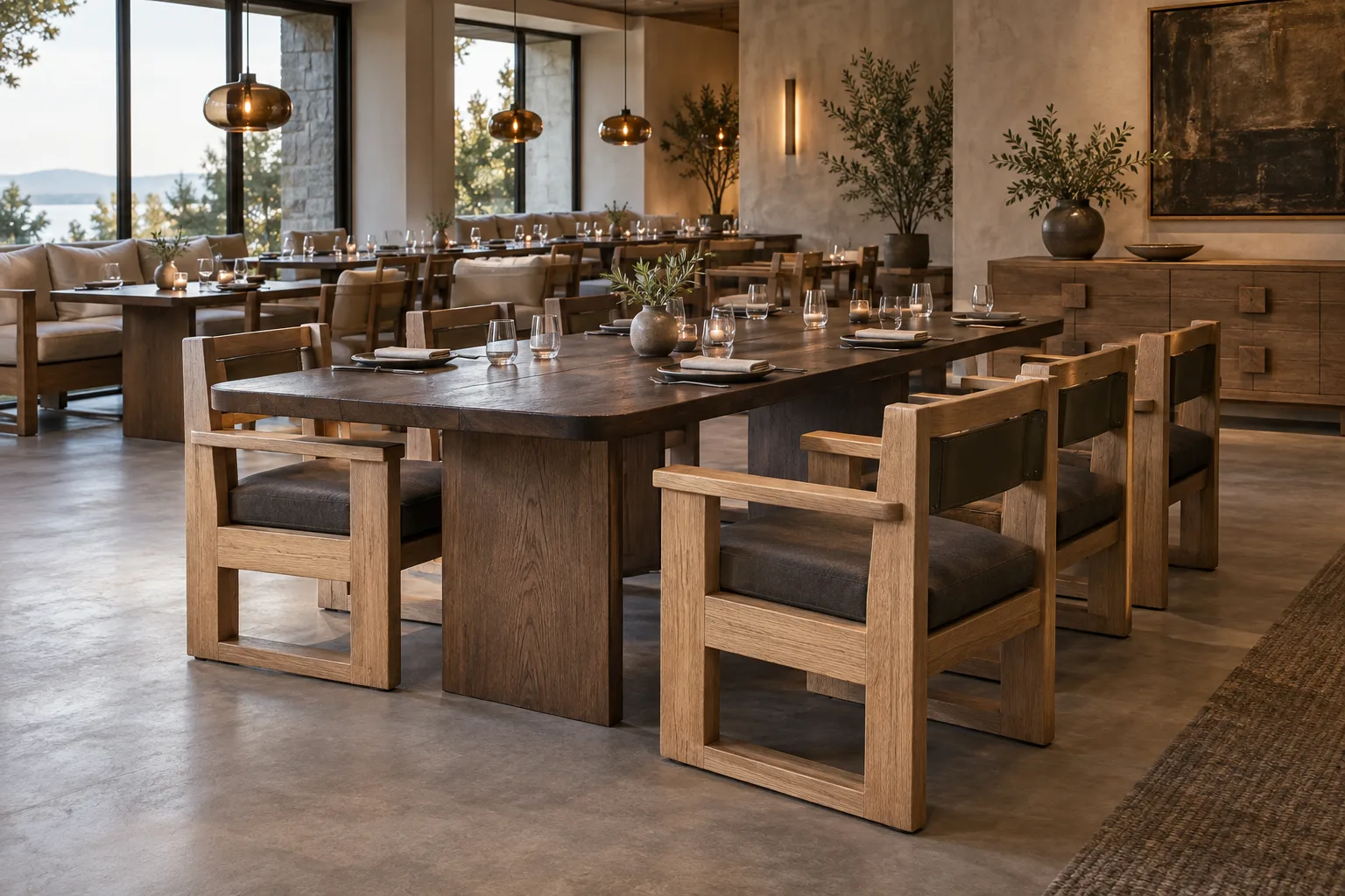 Sculptural Contemporary Restaurant furniture concept interior
