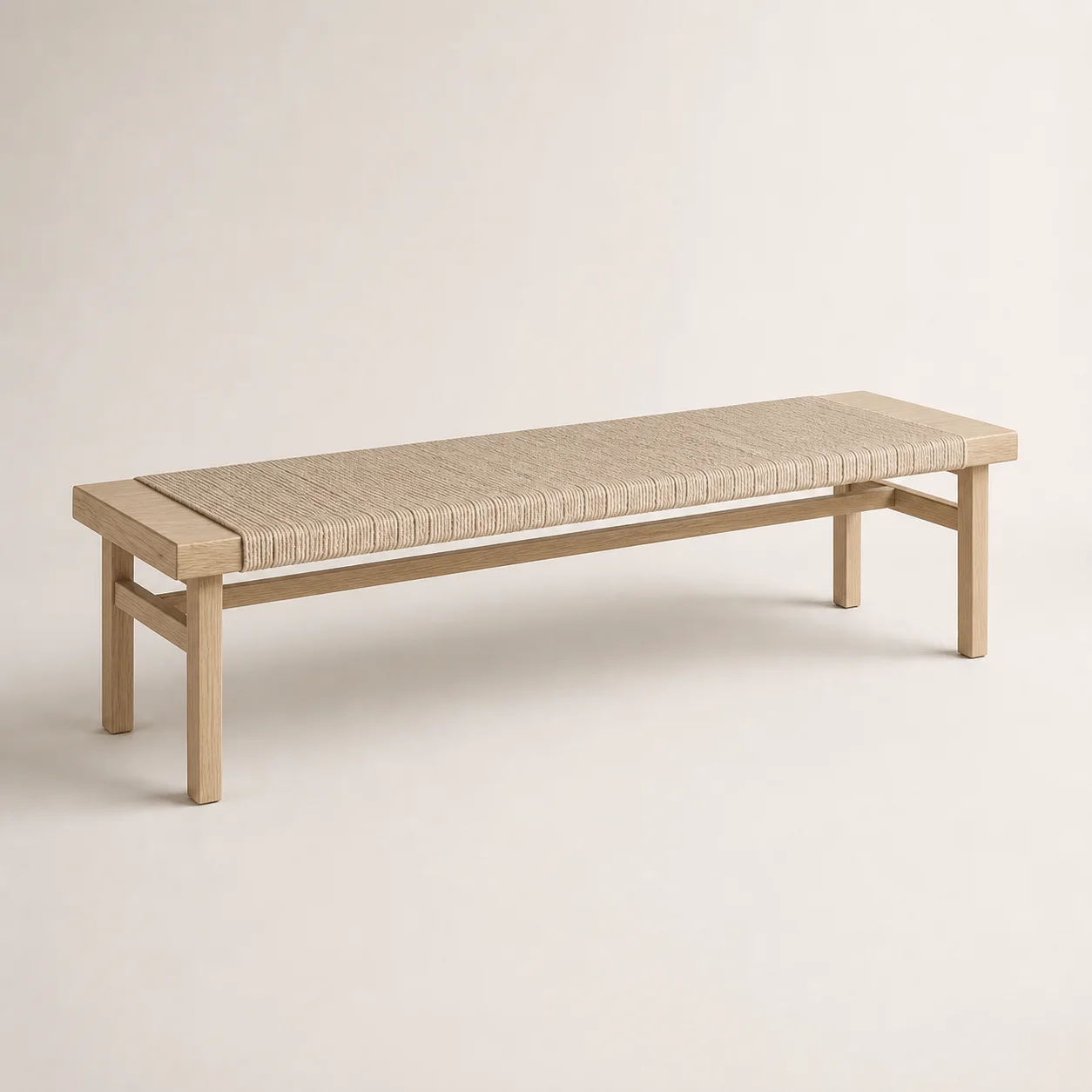 Haku Valet Bench studio concept visual in pale ash, natural cord
