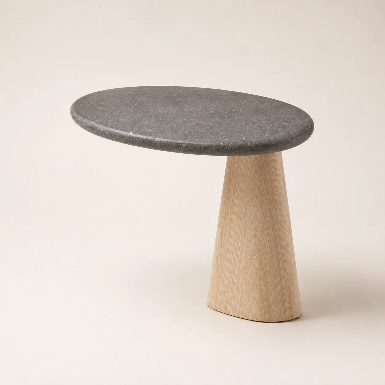 River Side Table studio concept visual in grey stone, pale ash