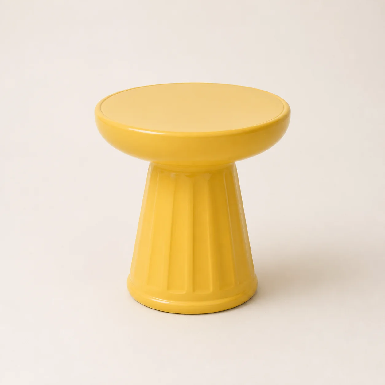 Soda Side Table studio concept visual in butter-yellow high-gloss powder coat