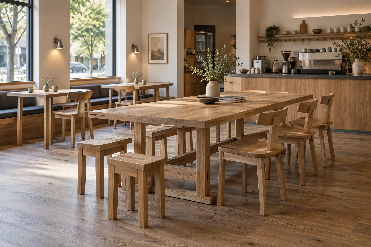 Warm Minimal Café furniture concept interior