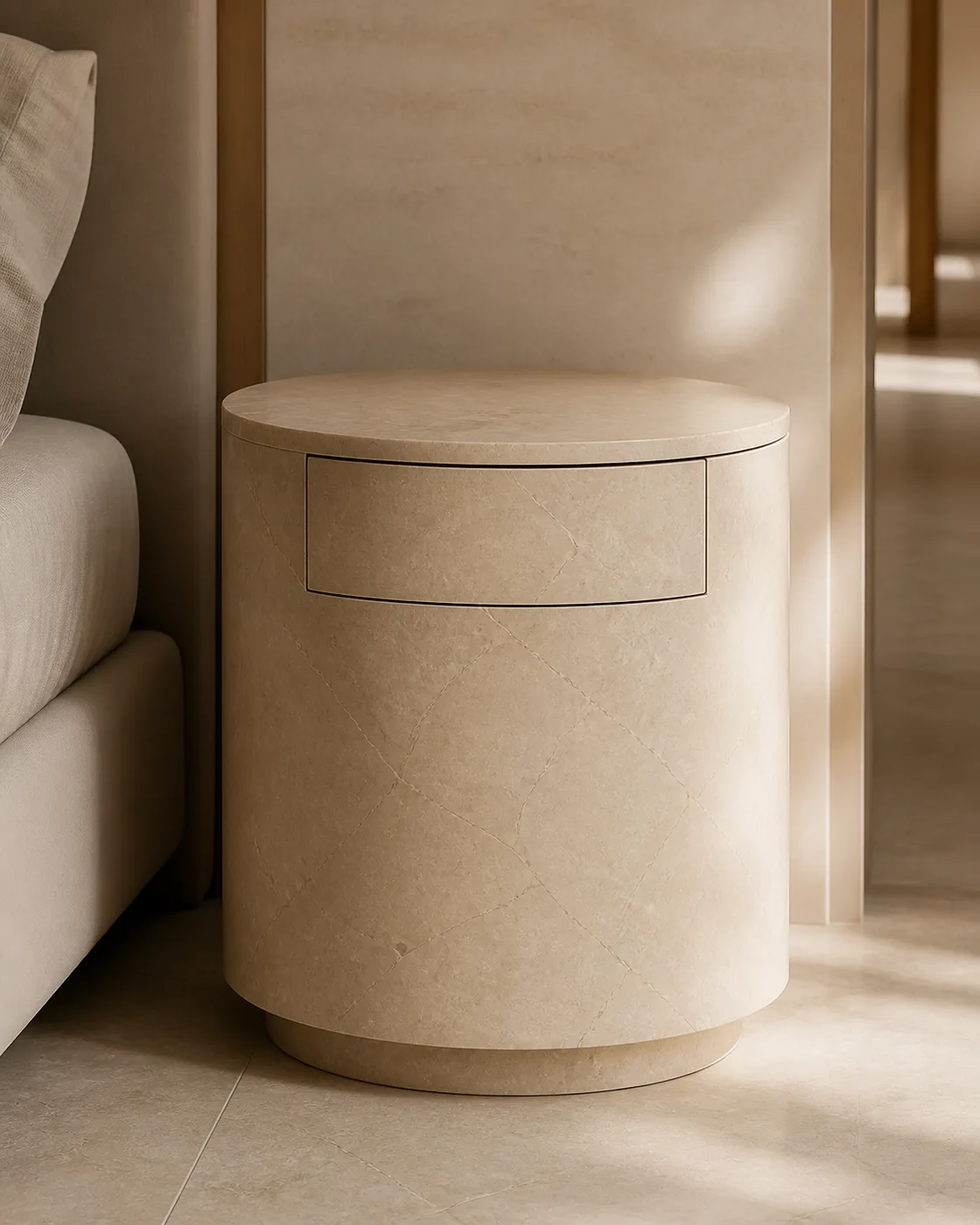 Crema Marfil Marble applied to its dedicated furniture product