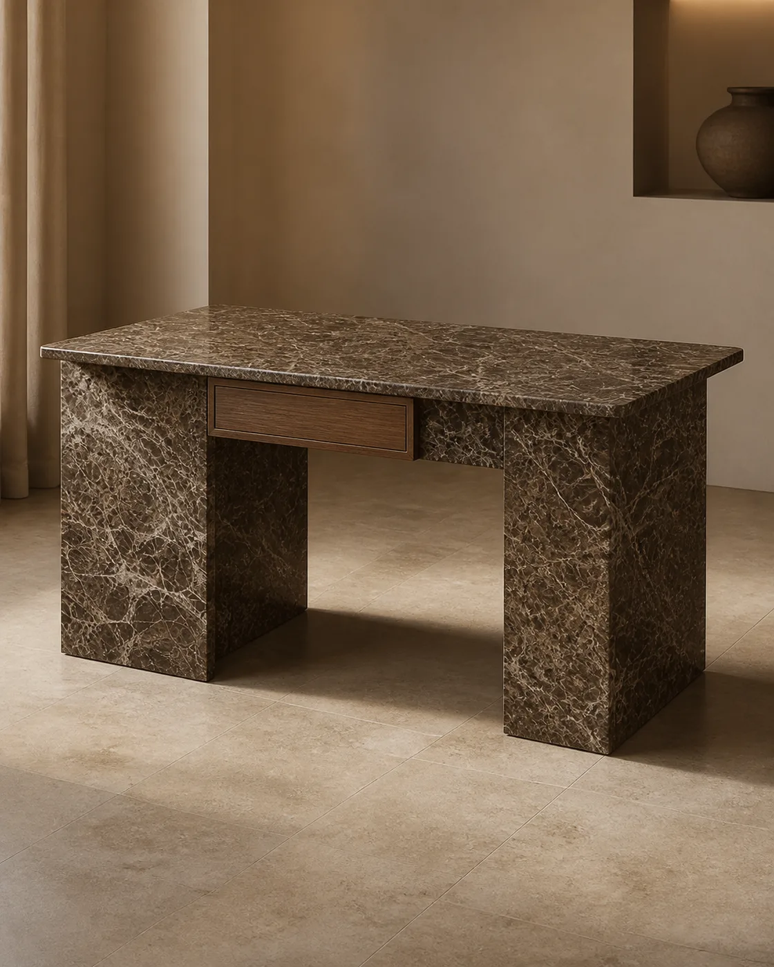 Emperador Dark Marble applied to its dedicated furniture product