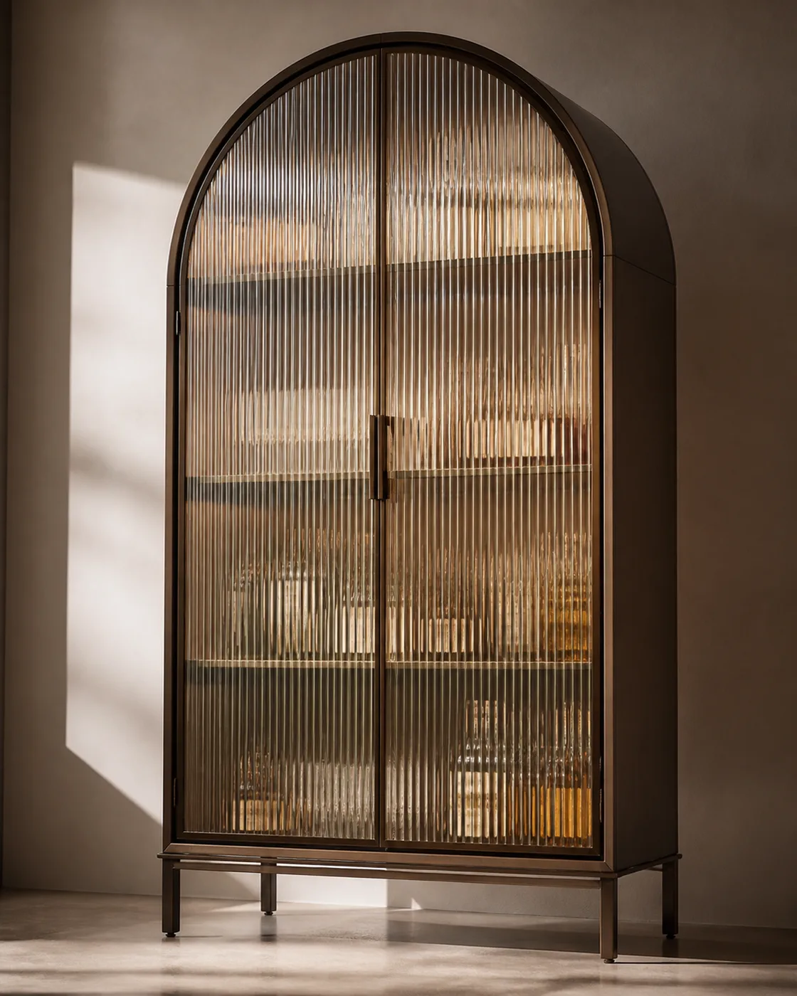 Fluted / Reeded Glass applied to its dedicated furniture product