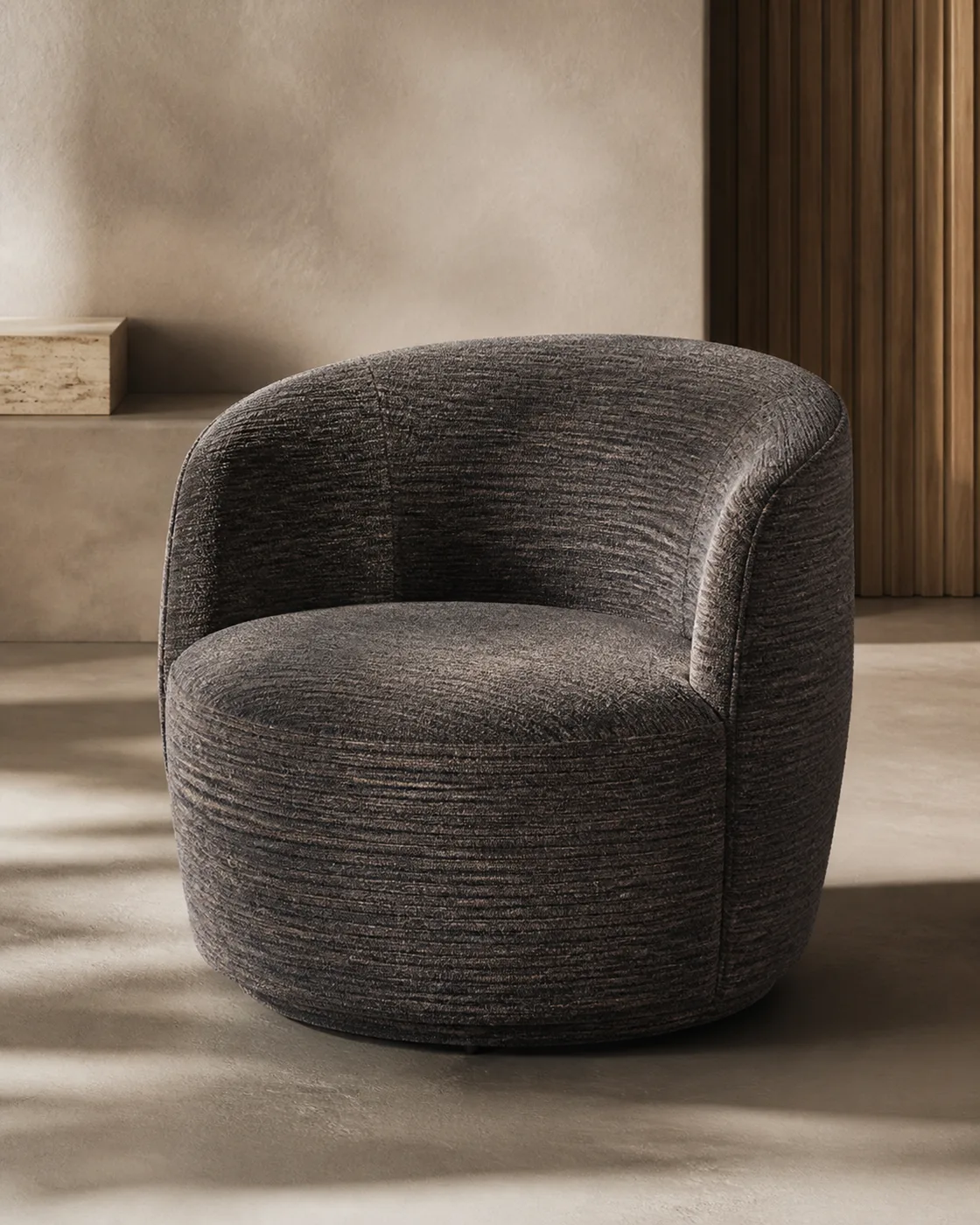 Graphite Chenille Upholstery applied to its dedicated furniture product