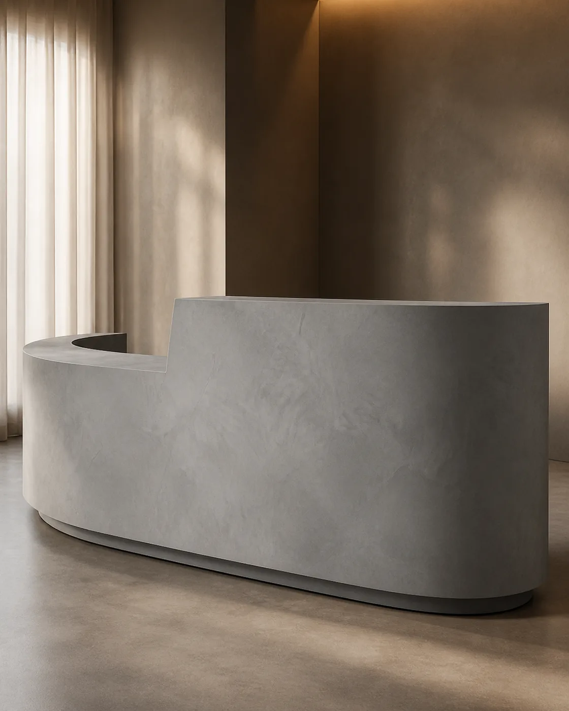 Grey Microcement Finish applied to its dedicated furniture product