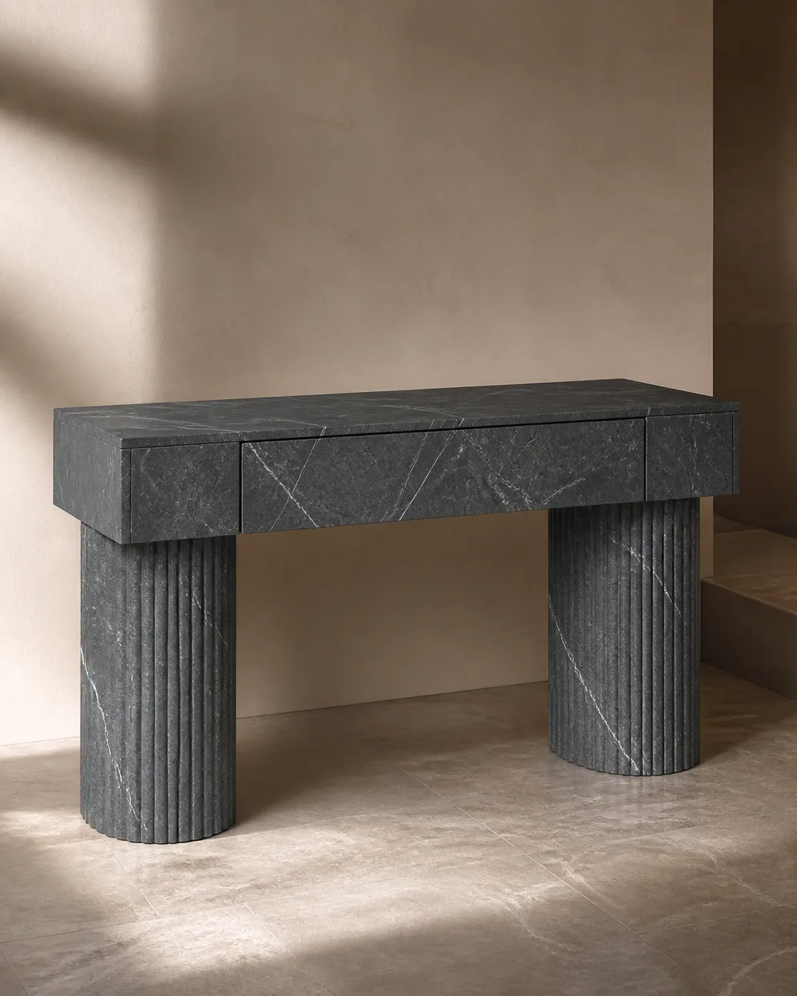 Pietra Grey Marble applied to its dedicated furniture product