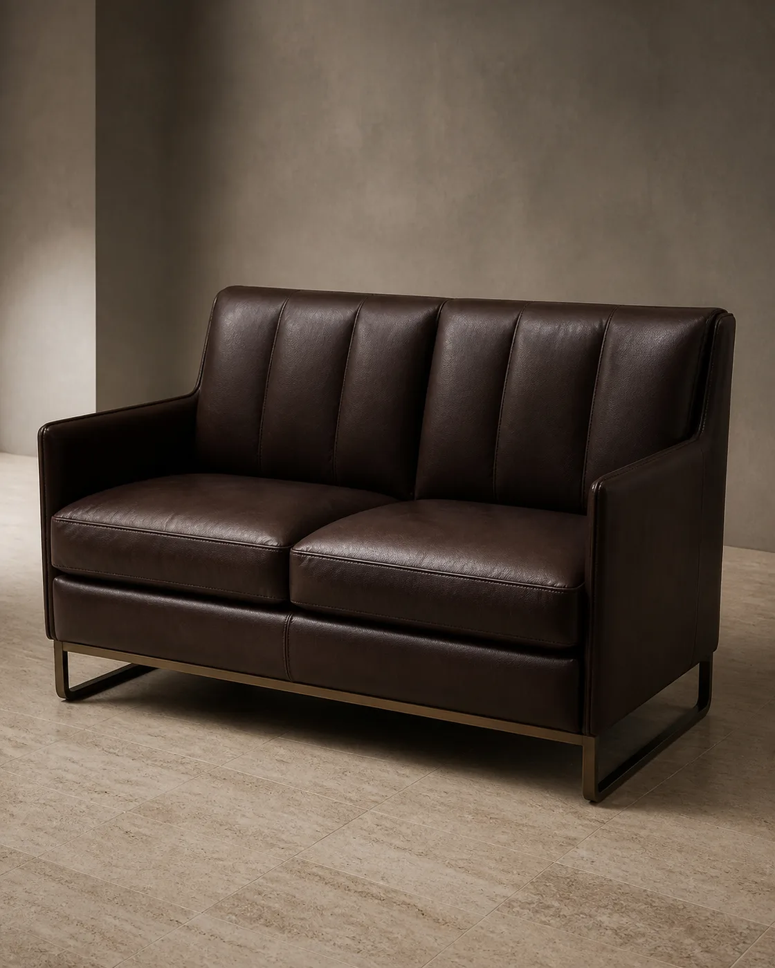 Semi-Aniline Chocolate Leather applied to its dedicated furniture product