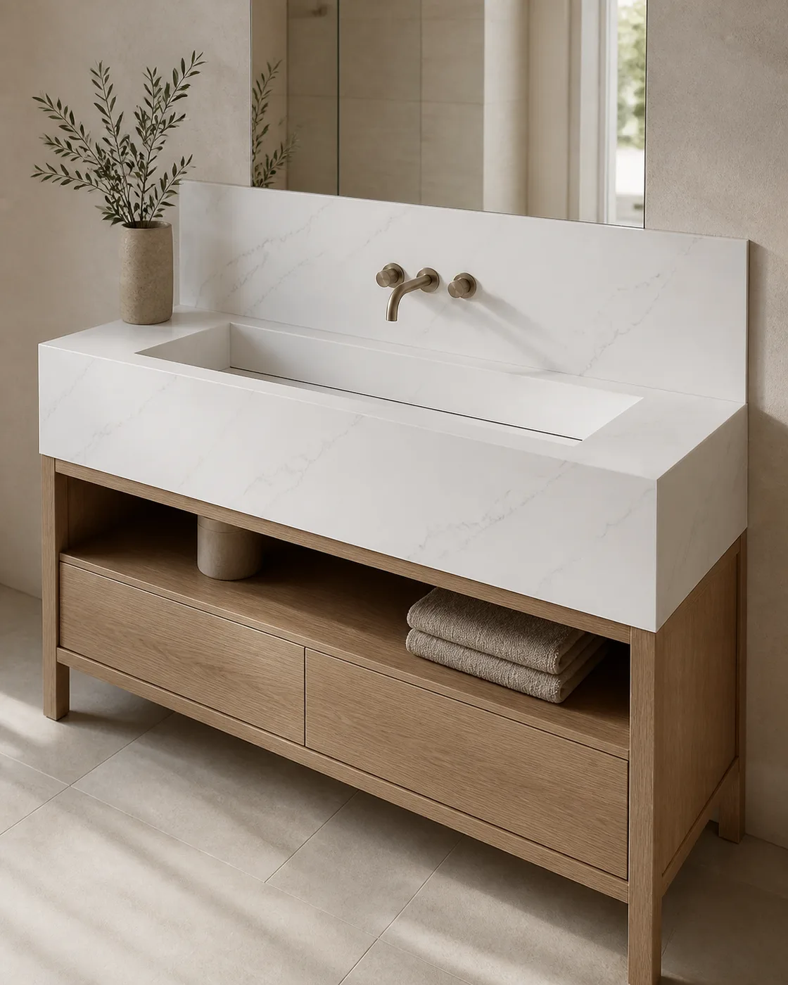 Statuario Engineered Quartz applied to its dedicated furniture product