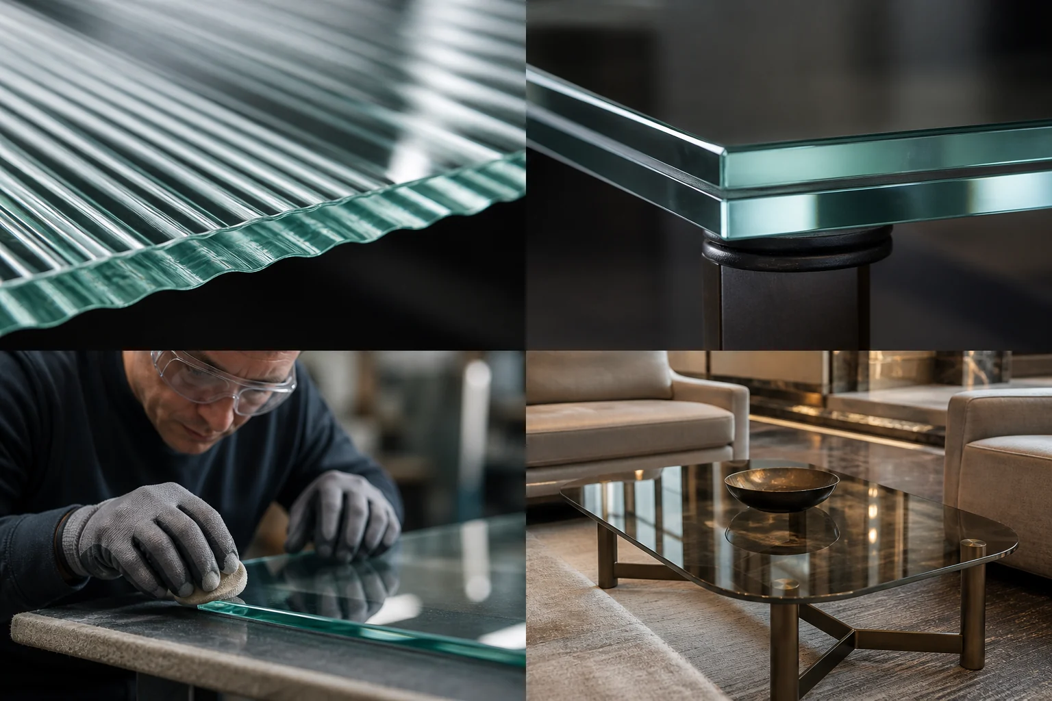 Glass & Mirror — Application view: supported furniture-glass assembly