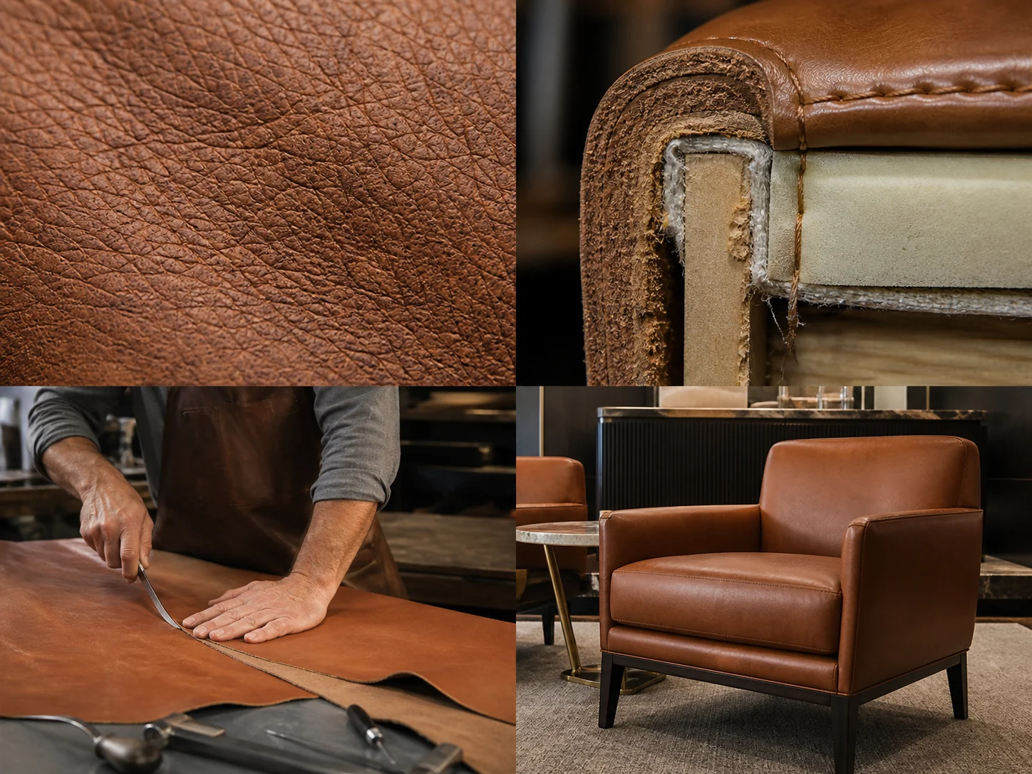 Leather — Application view: completed leather lounge chair