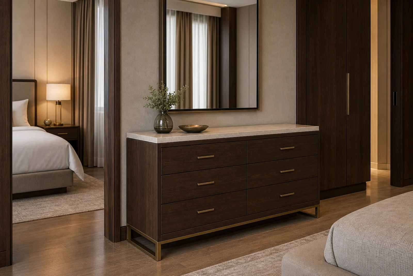 Dresser in context - Hotel suites, guest rooms, residential bedrooms