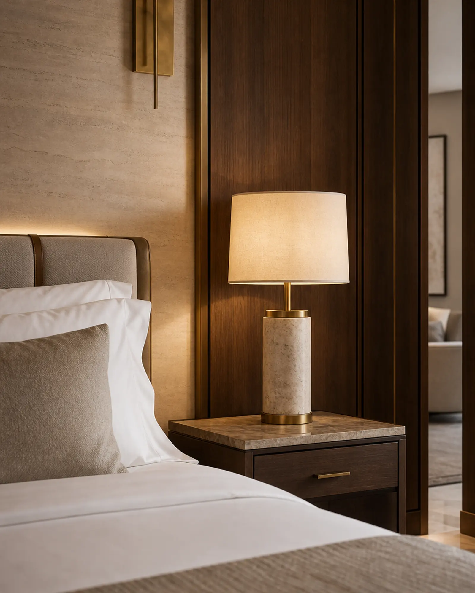 Table Lamp in context - Hotel bedside tables, writing desks, suites, serviced apartments