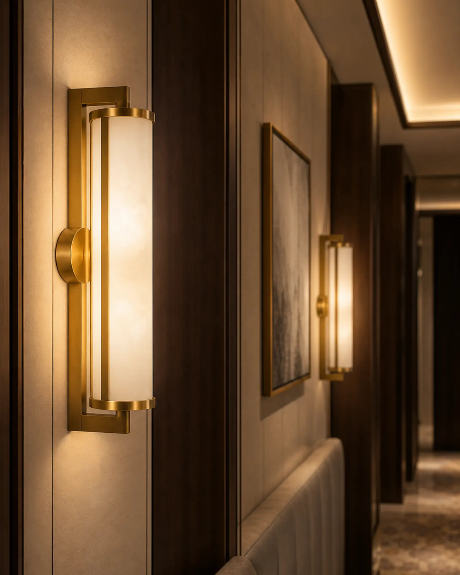 Wall Sconce in context - Hotel corridors, bedhead walls, bathrooms, lift lobbies, accent walls
