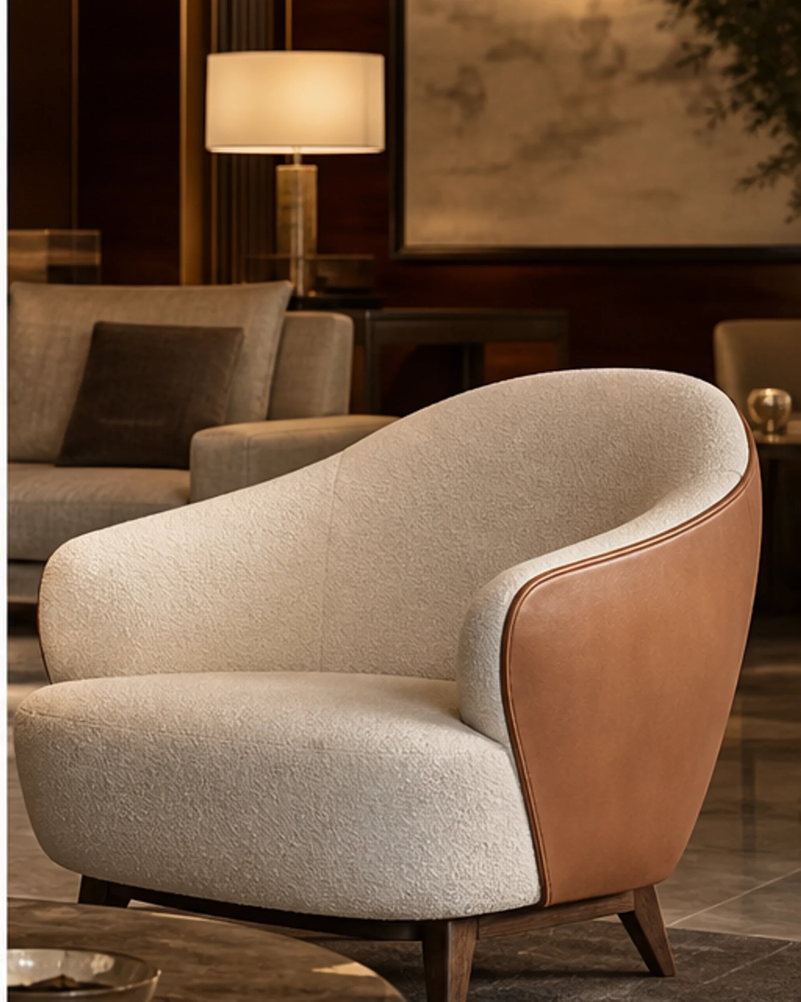 Tailored Lounge Armchair in context - hotel lobby, executive lounge, suite seating area