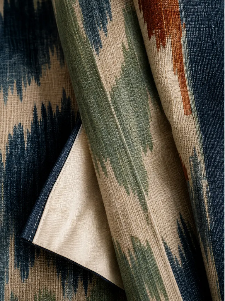 Celadon Rhythm Drapery Panel textile and construction detail
