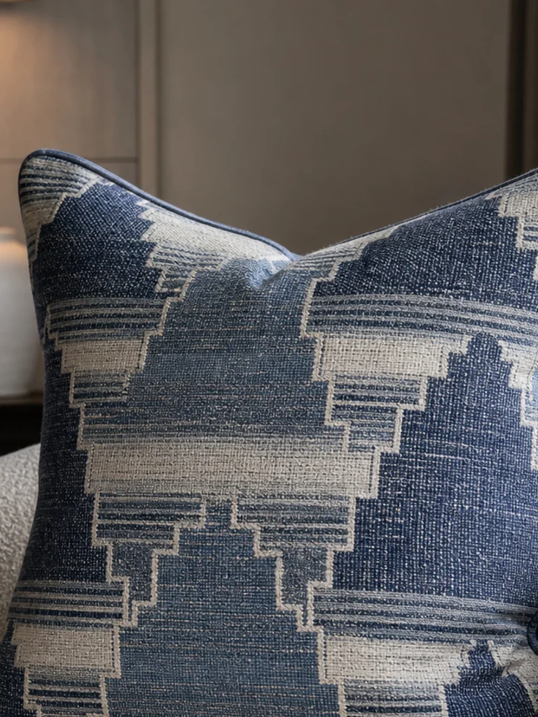 Indigo Terrace Cushion textile and construction detail