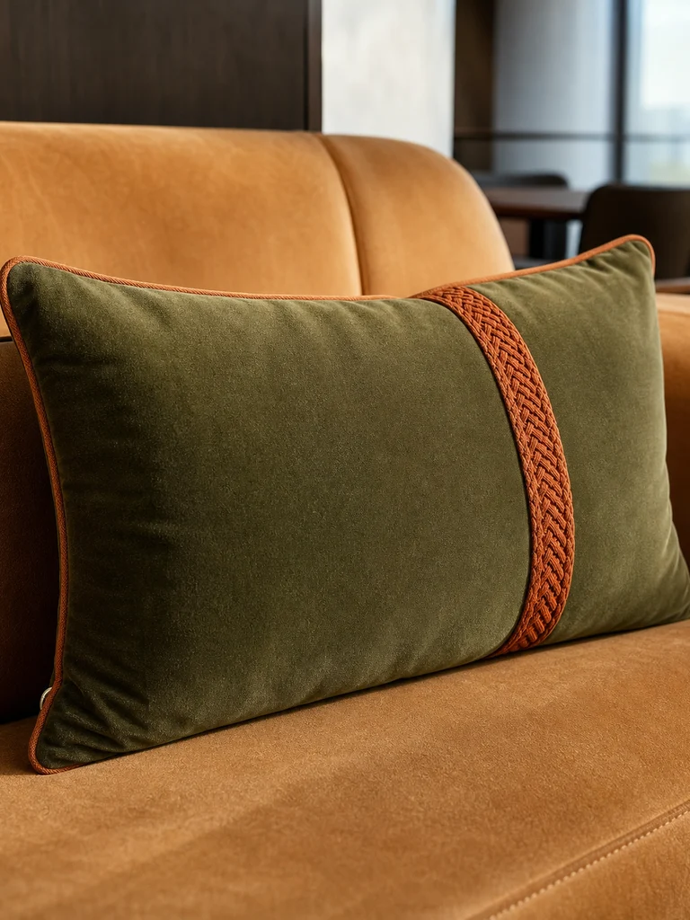 Olive Ember Lumbar shown in Guest-room beds, banquettes, reading chairs