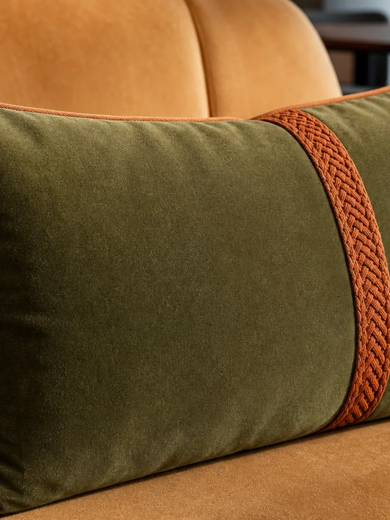 Olive Ember Lumbar textile and construction detail