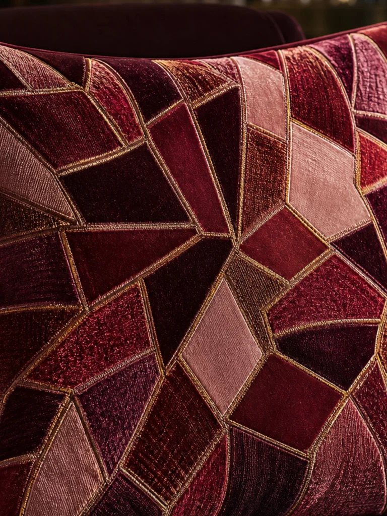 Oxblood Mosaic Cushion textile and construction detail