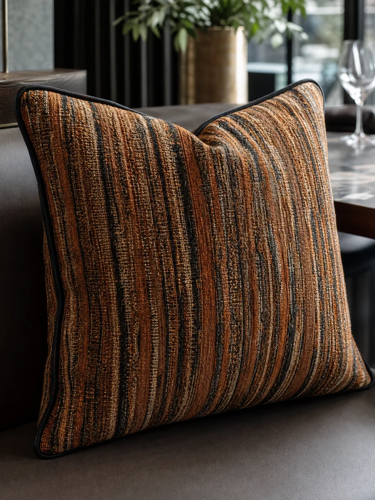 Copper Reed Cushion shown in Restaurants, club lounges, urban residences