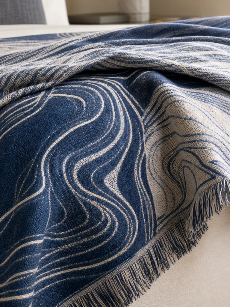 Lapis Current Throw textile and construction detail