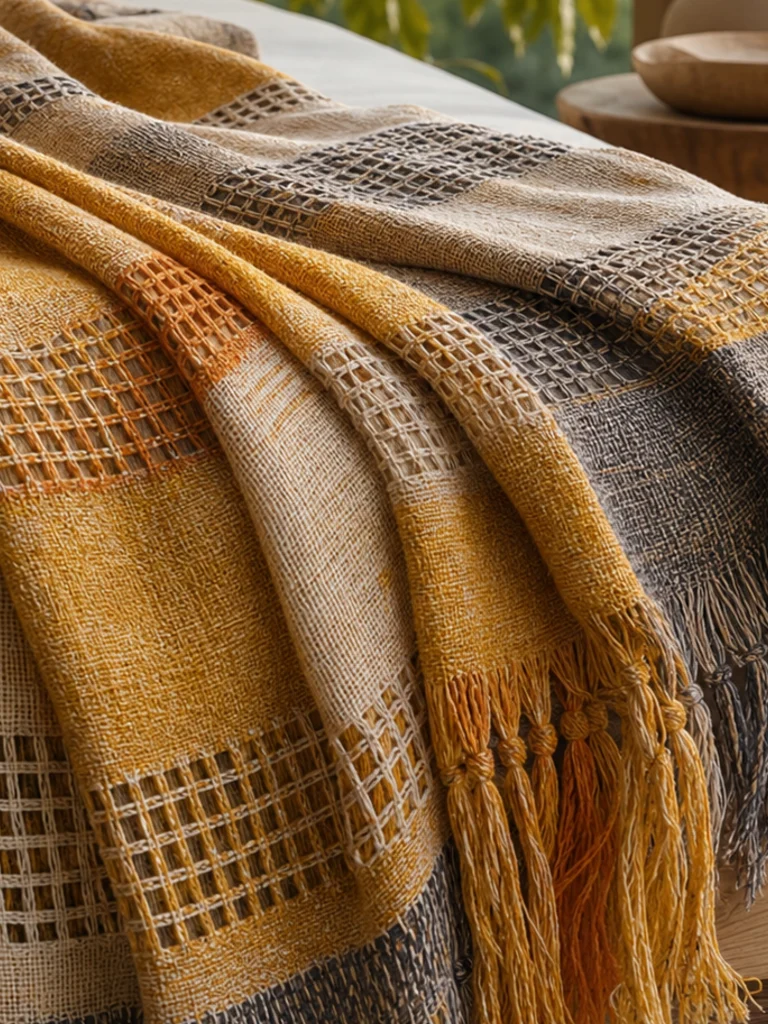 Marigold Loom Throw textile and construction detail