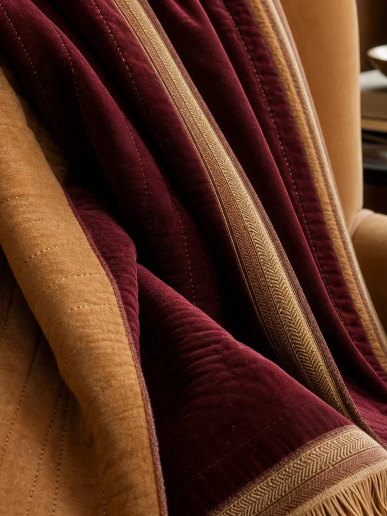 Oxblood Reversible Throw textile and construction detail