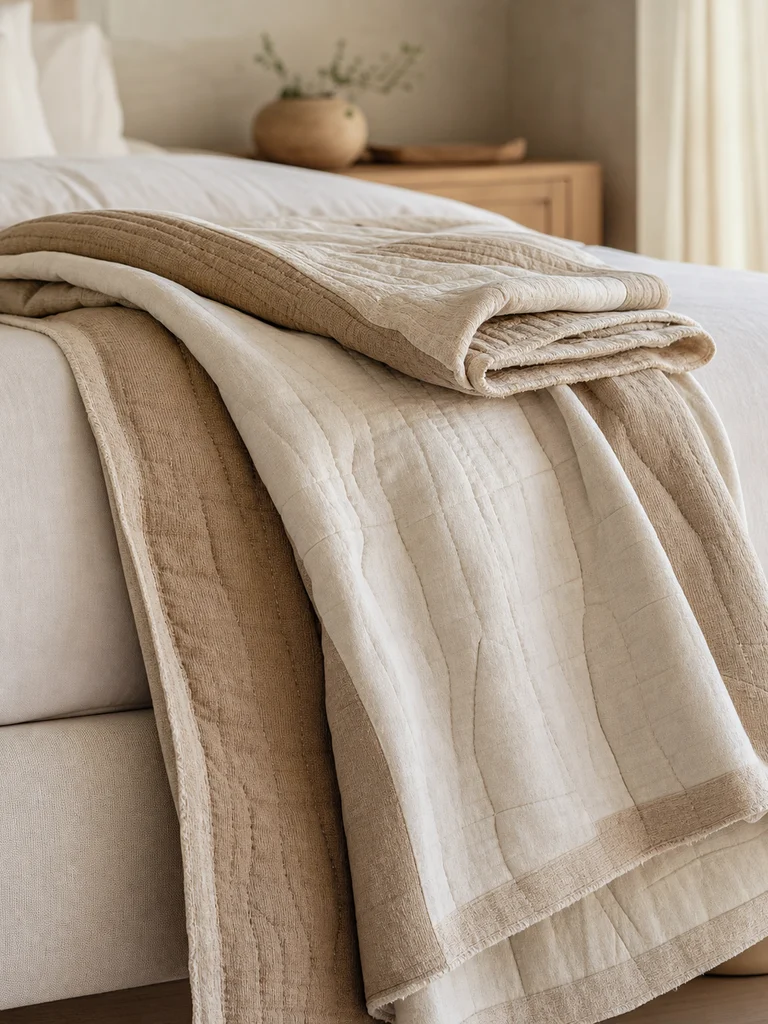 Sandstone Channel Throw shown in Quiet suites, spa lounges, residential bedrooms