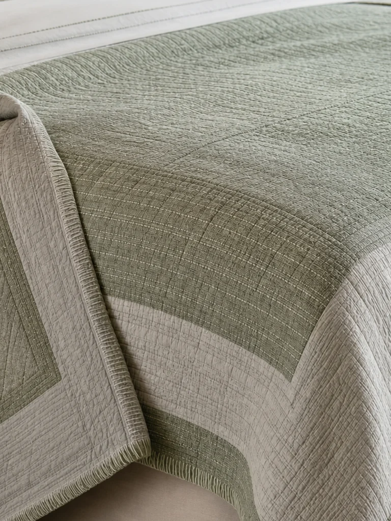 Celadon Vale Bedspread textile and construction detail