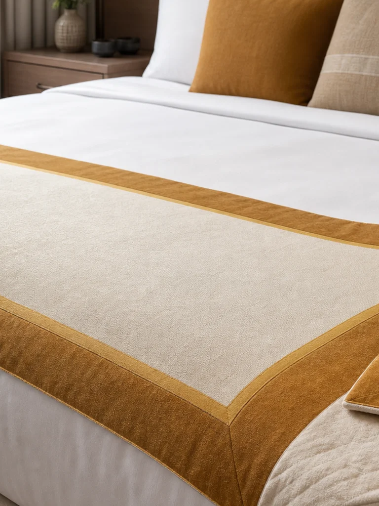 Saffron Border Bed Runner textile and construction detail
