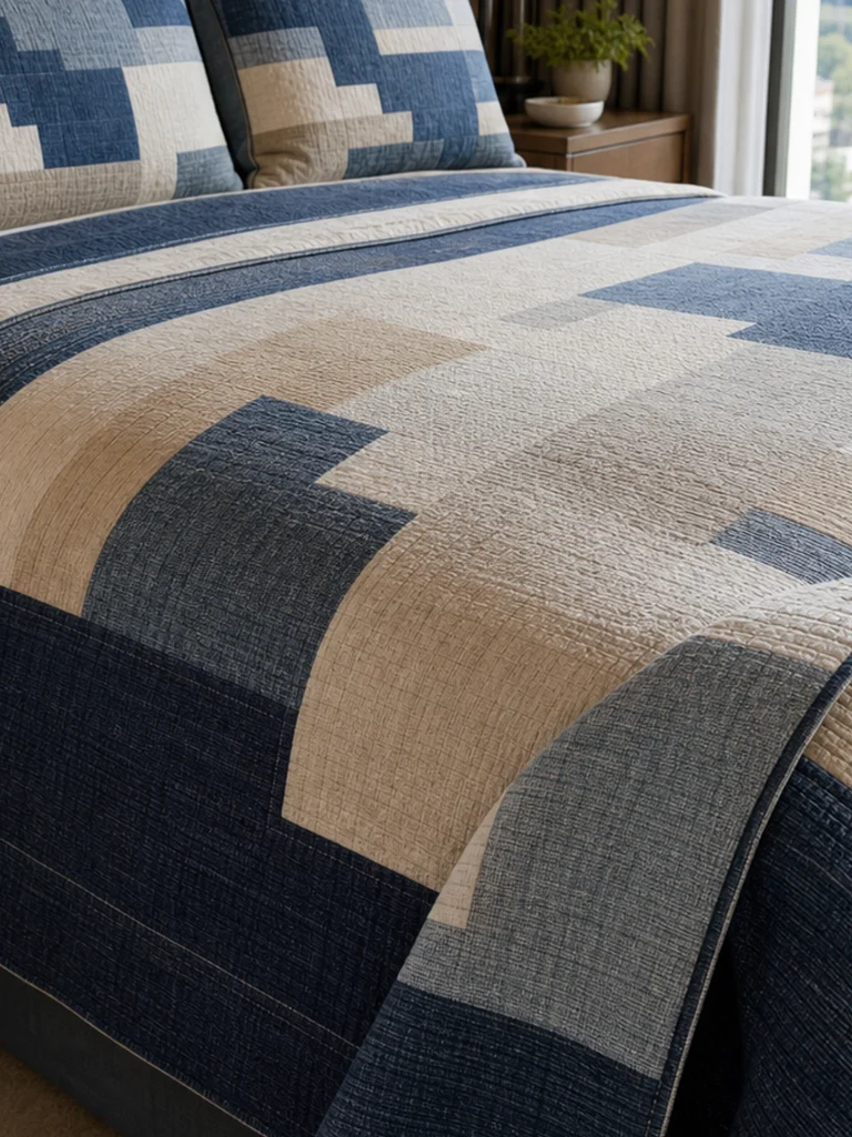 Indigo Terrace Bed Set textile and construction detail