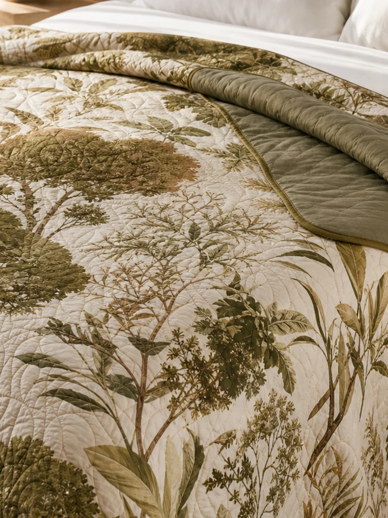 Olive Canopy Quilt textile and construction detail