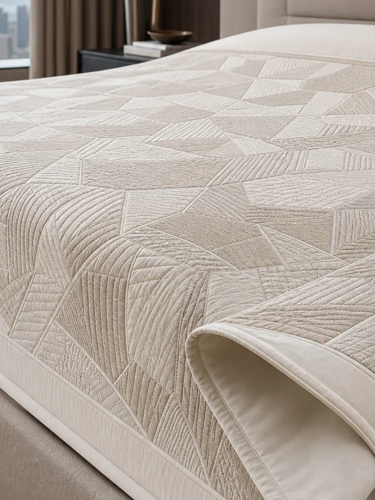 Ivory Mosaic Coverlet textile and construction detail