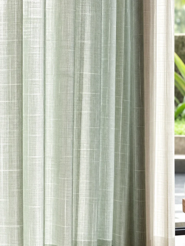 Celadon Sheer Pair textile and construction detail