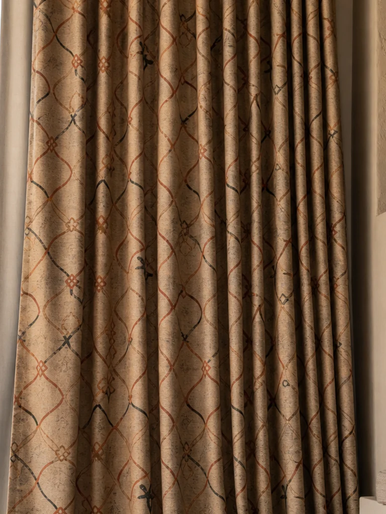 Terracotta Trellis Drapery textile and construction detail