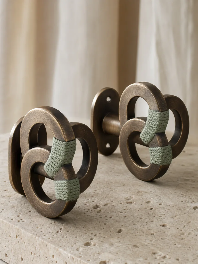 Celadon Crest Holdback Set textile and construction detail