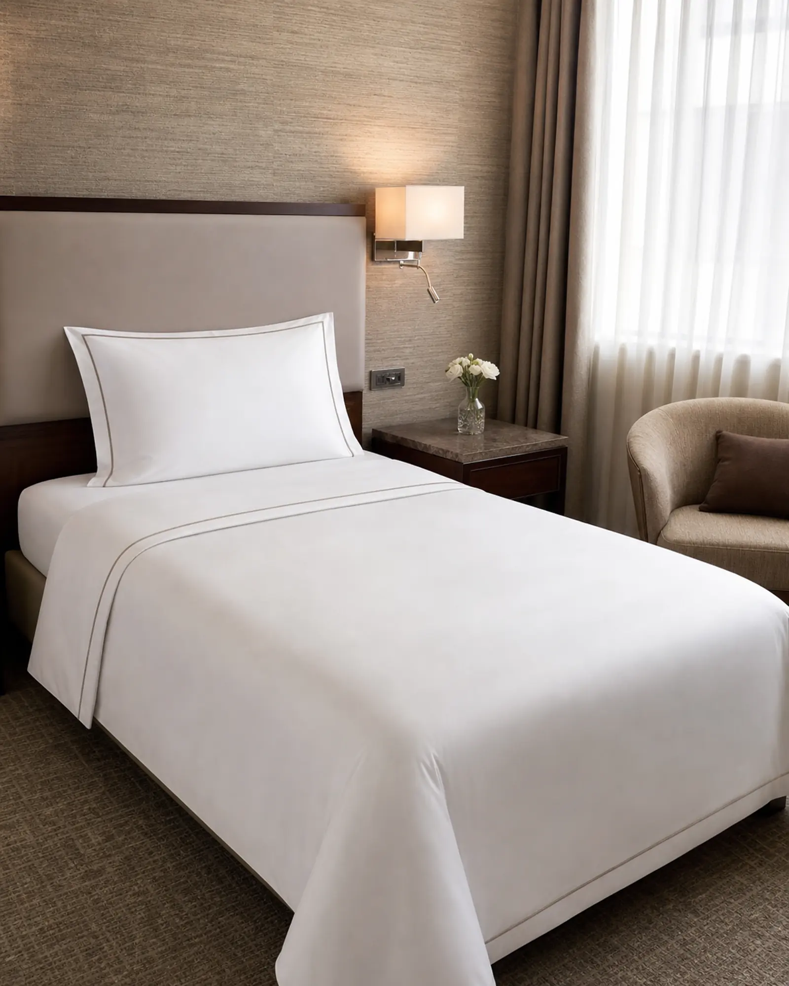 Single Bed Sheet Set in context - Hotel twin rooms, staff accommodation, serviced apartments, compact residences