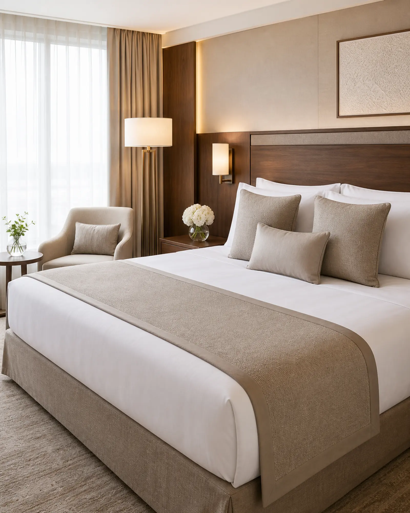 Bed Runner & Cushions in context - Hotel rooms, suites, serviced apartments, premium residential bedrooms