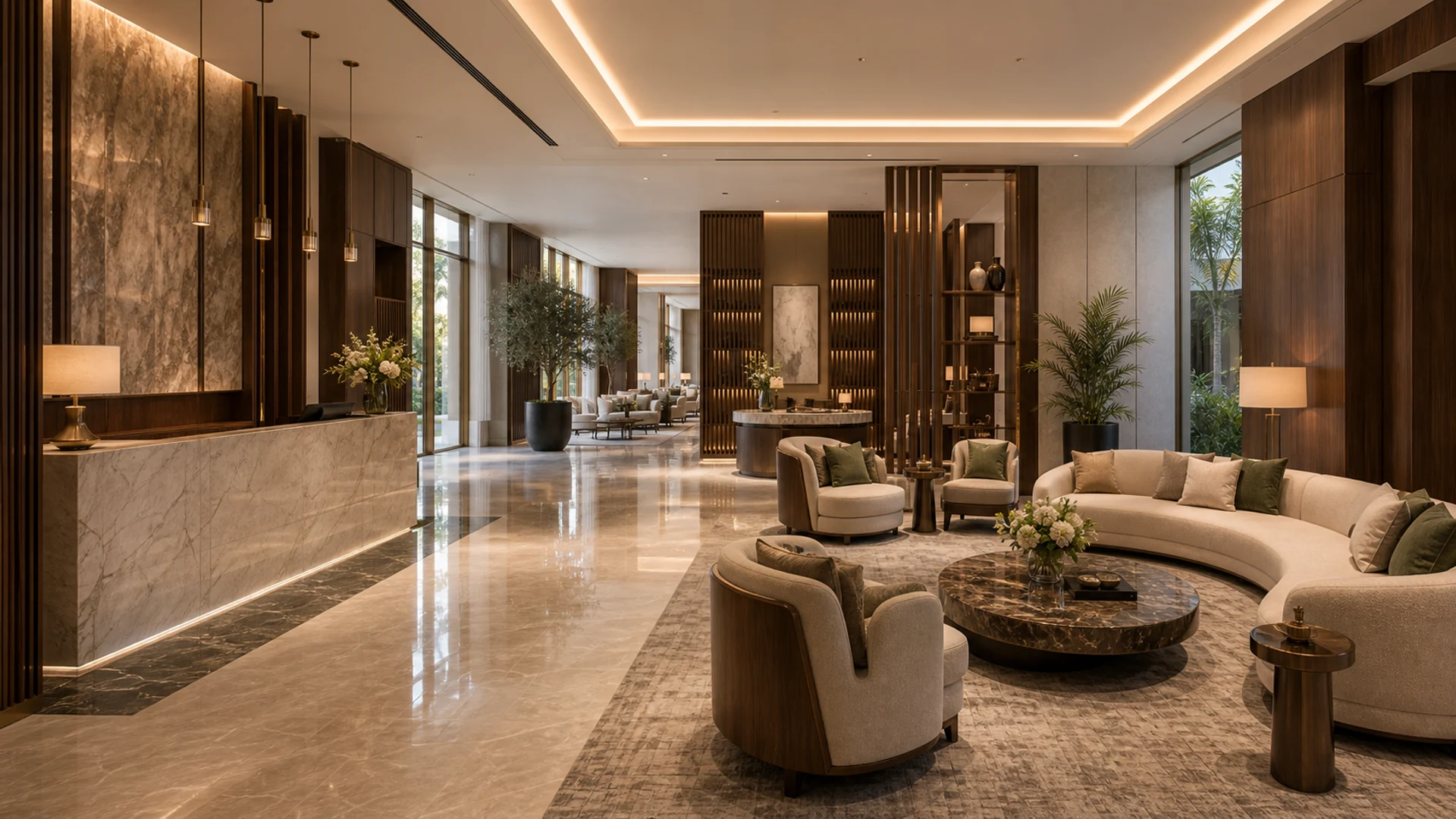 Hotel Lobby Furniture in Dubai: Reception, Lounge Seating, Guest Flow, and Public Area FF&E